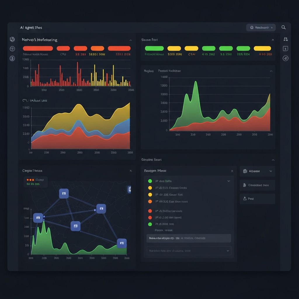 Cognell AI Agent Dashboard showing real-time network monitoring and automated support operations